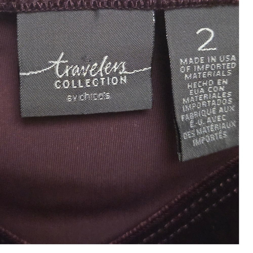Burgundy Travelers Collection Chico's Velvet Tank Top Sleeveless Size 2  XL Plum - Picture 3 of 5